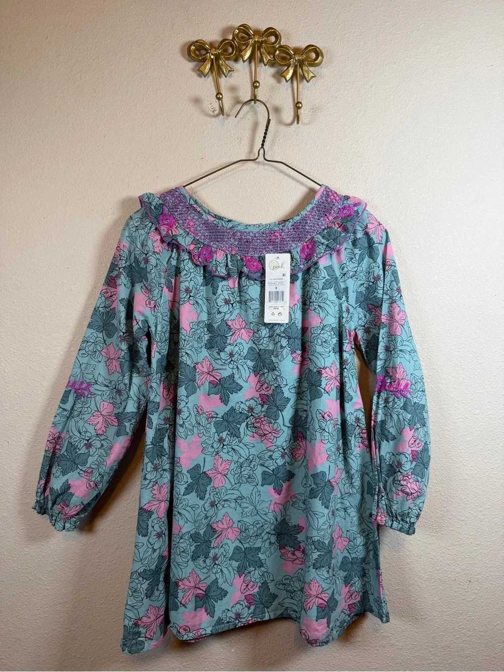 Peek Floral Dress in Teal and Pink